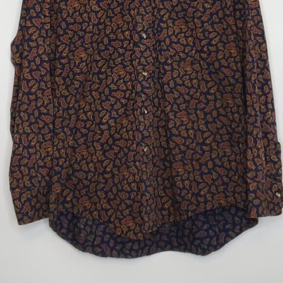 Hathaway Paisley Button Down Dress Shirt Size Medium Navy Gold Red Men's - Picture 4 of 11